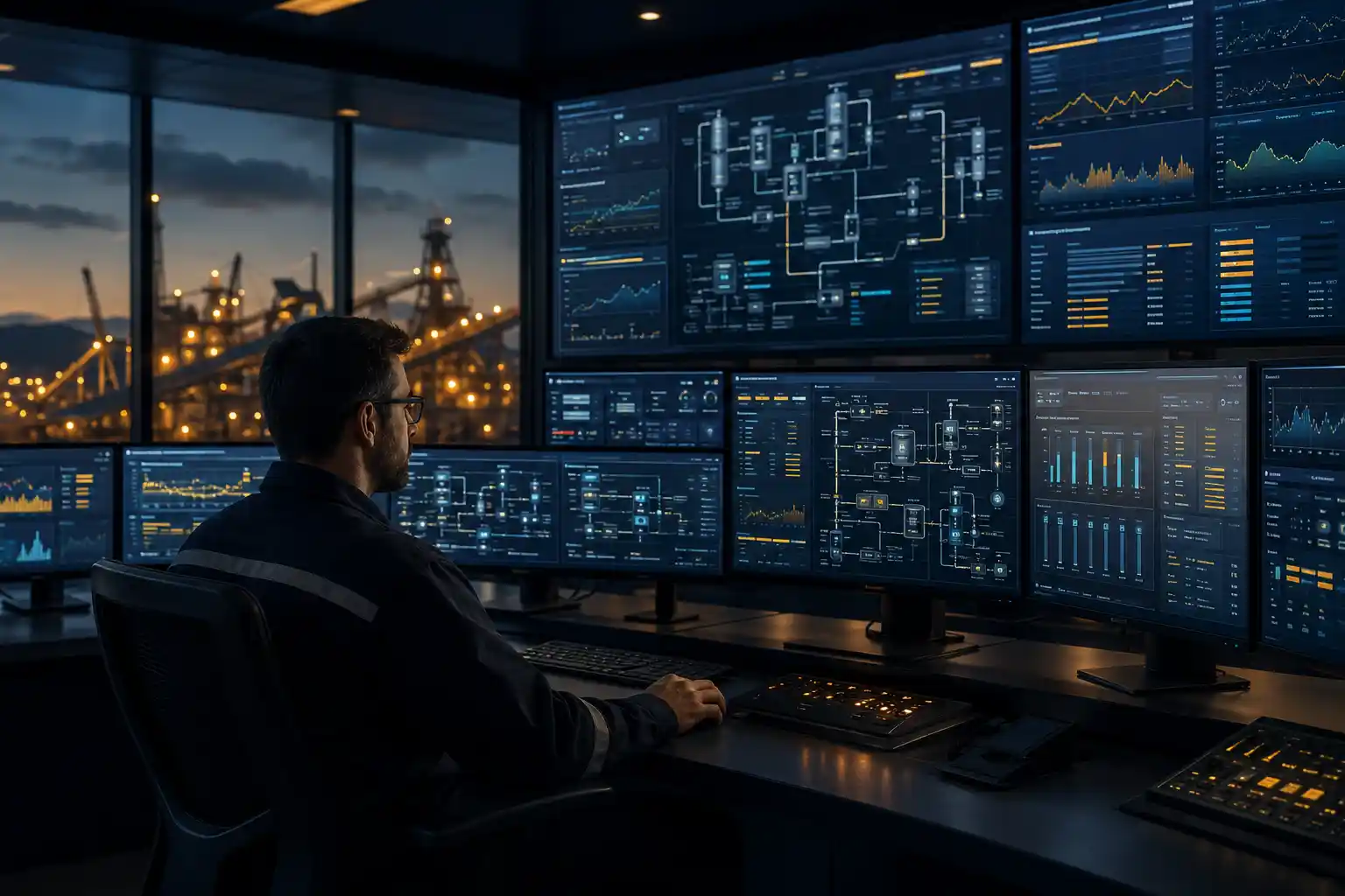 Technical specialists collaborating in an industrial control environment